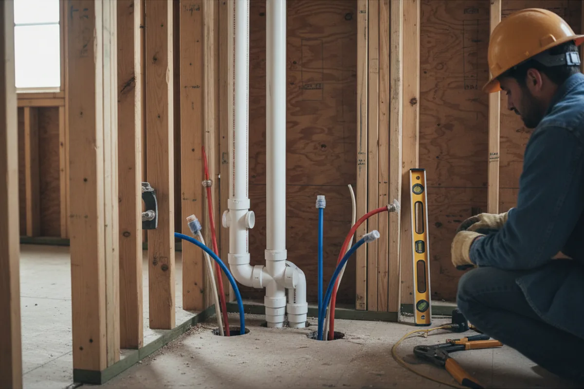Drain and supply rough-in during Garbage Disposal Repair in Farmington